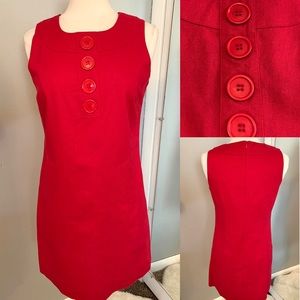 Women’s Red Linen Sheath Dress Size 8 Career Office Casual sleeveless Summer